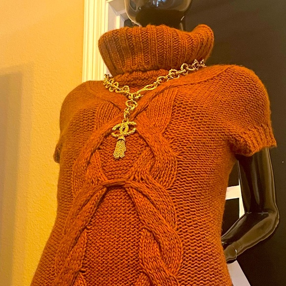 Rare CHANEL chunky lariat vintage 24k plated necklace with tassel - Picture 6 of 15